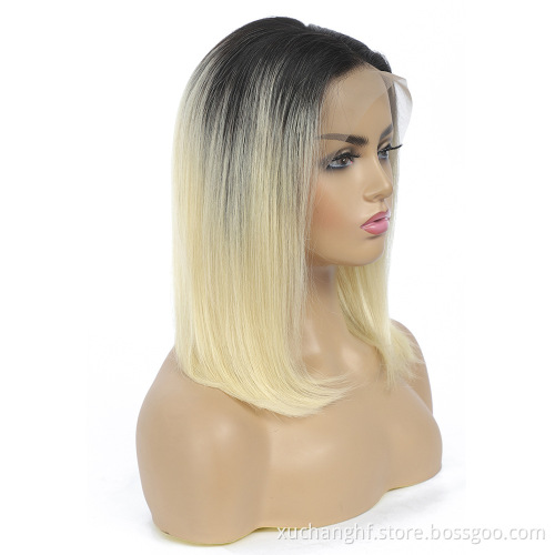 Peruvian Colored Blonde 1B/613 Bob Wigs Lace Front Straight 100% Human Hair 360 Hd Lace Frontal Bob Wig 10a 180 Density Bob Wig